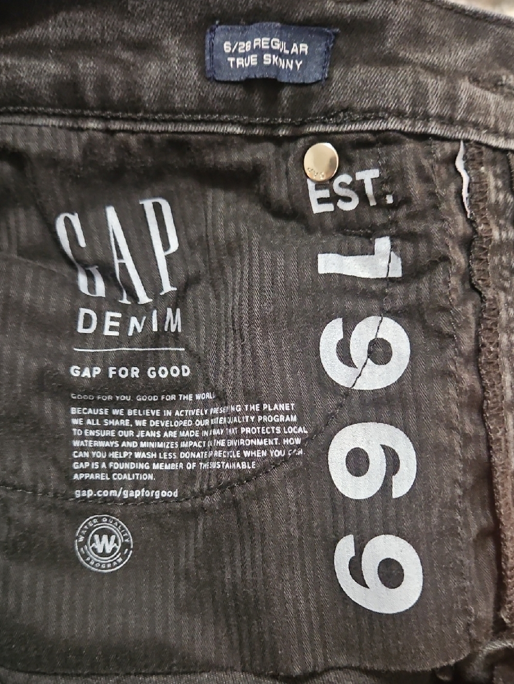 GAP Black Denim 1969 True Skinny Jeans